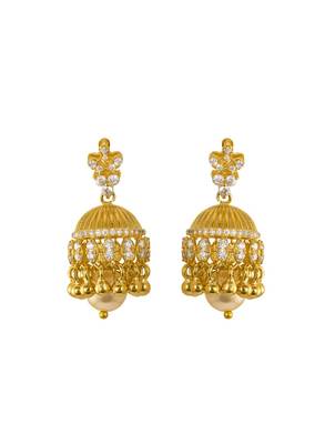 white silver jhumkas with gold plated traditional design 1