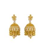 white silver jhumkas with gold plated traditional design