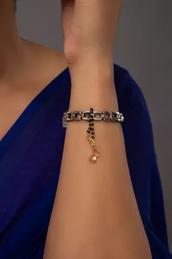 gold silver watch charm with gold plated design