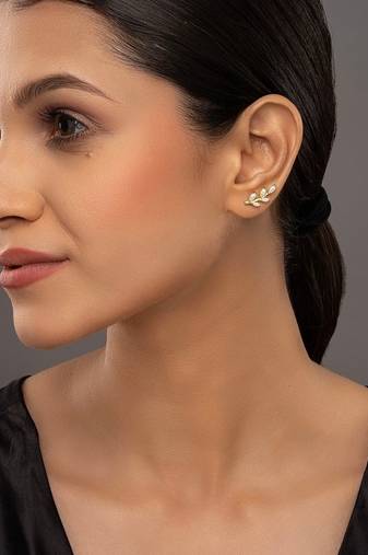 white silver ear cuffs with gold plated minimal design