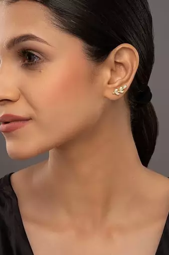 white silver ear cuffs with gold plated minimal design