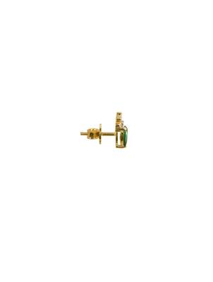 green silver stud earrings with gold stone setting 2