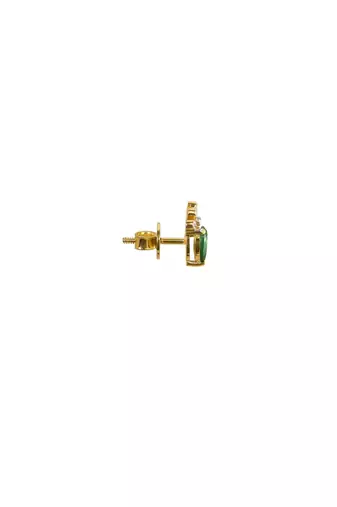 green silver stud earrings with gold stone setting