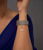white silver watch charm with gold plated accent