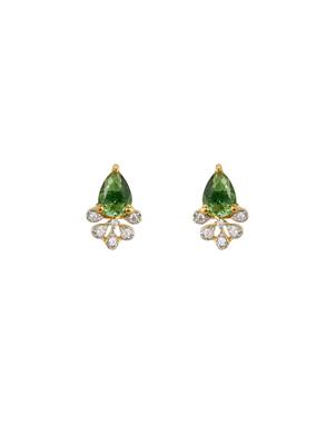 green silver stud earrings with gold stone setting 3