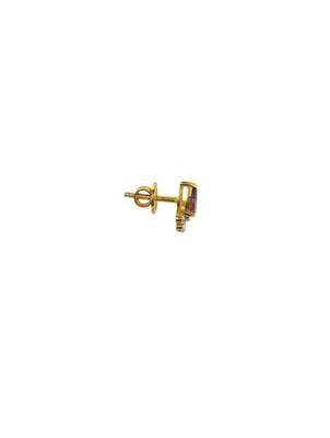 purple silver stud earrings with gold stone setting 2