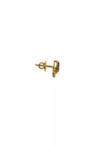 purple silver stud earrings with gold stone setting