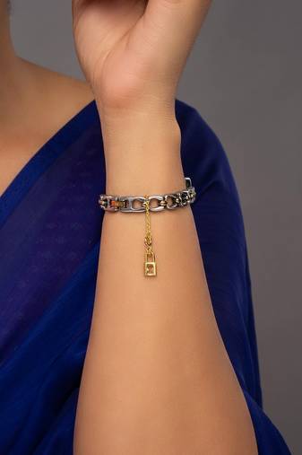 gold silver watch charm with gold plated finish