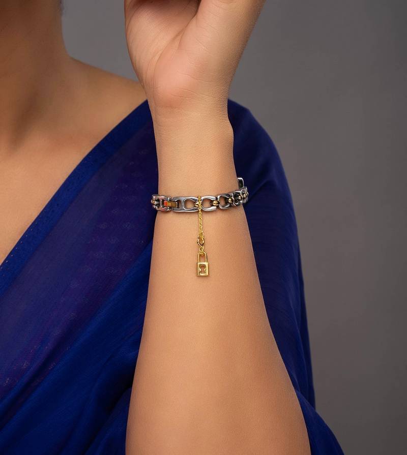 gold silver watch charm with gold plated finish