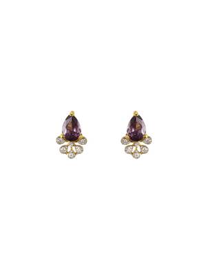 purple silver stud earrings with gold stone setting 4