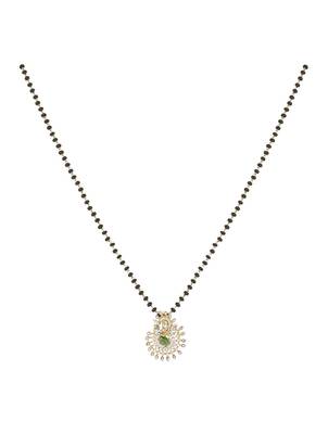 green silver mangalsutra with black bead gold locket 2