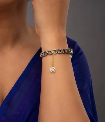 white silver watch charm with gold plated finish 1
