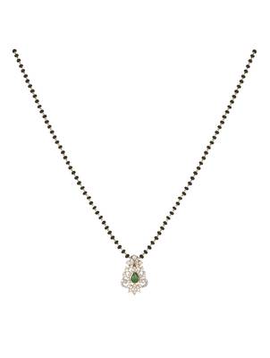 green silver mangalsutra with gold bead stone pendant 1