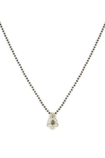 green silver mangalsutra with gold bead stone pendant