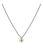 green silver mangalsutra with gold bead stone pendant