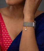 white silver watch charm with gold plated pattern
