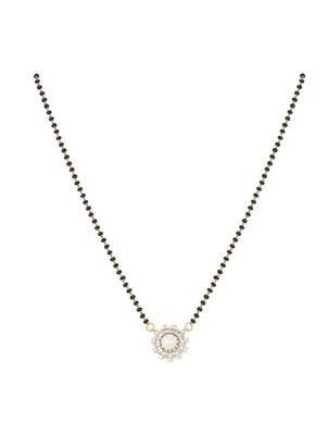 white silver mangalsutra with beaded gold pendant chain 2