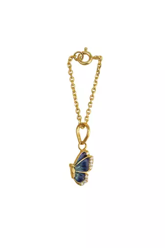 blue silver watch charm with gold plated stone