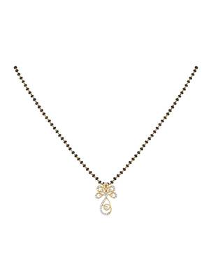 white silver mangalsutra with black bead gold pendant chain 2