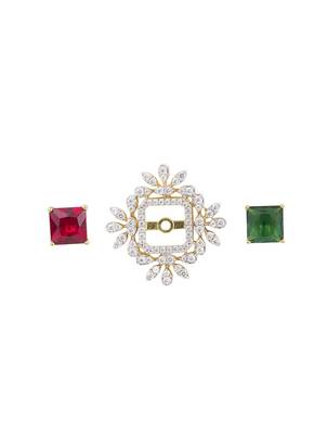 green silver necklace set with gold plated pendant 3