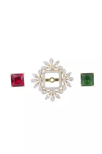 green silver necklace set with gold plated pendant