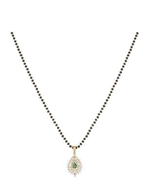 green silver mangalsutra with gold stone bead chain 2
