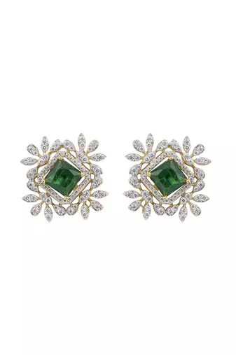 green silver necklace set with gold plated pendant