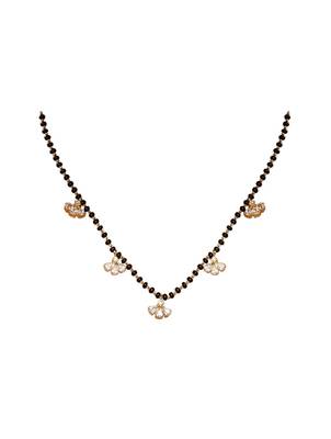 white silver mangalsutra with gold black bead pendant 2