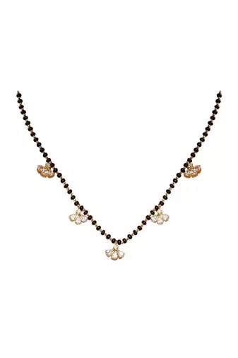 white silver mangalsutra with gold black bead pendant