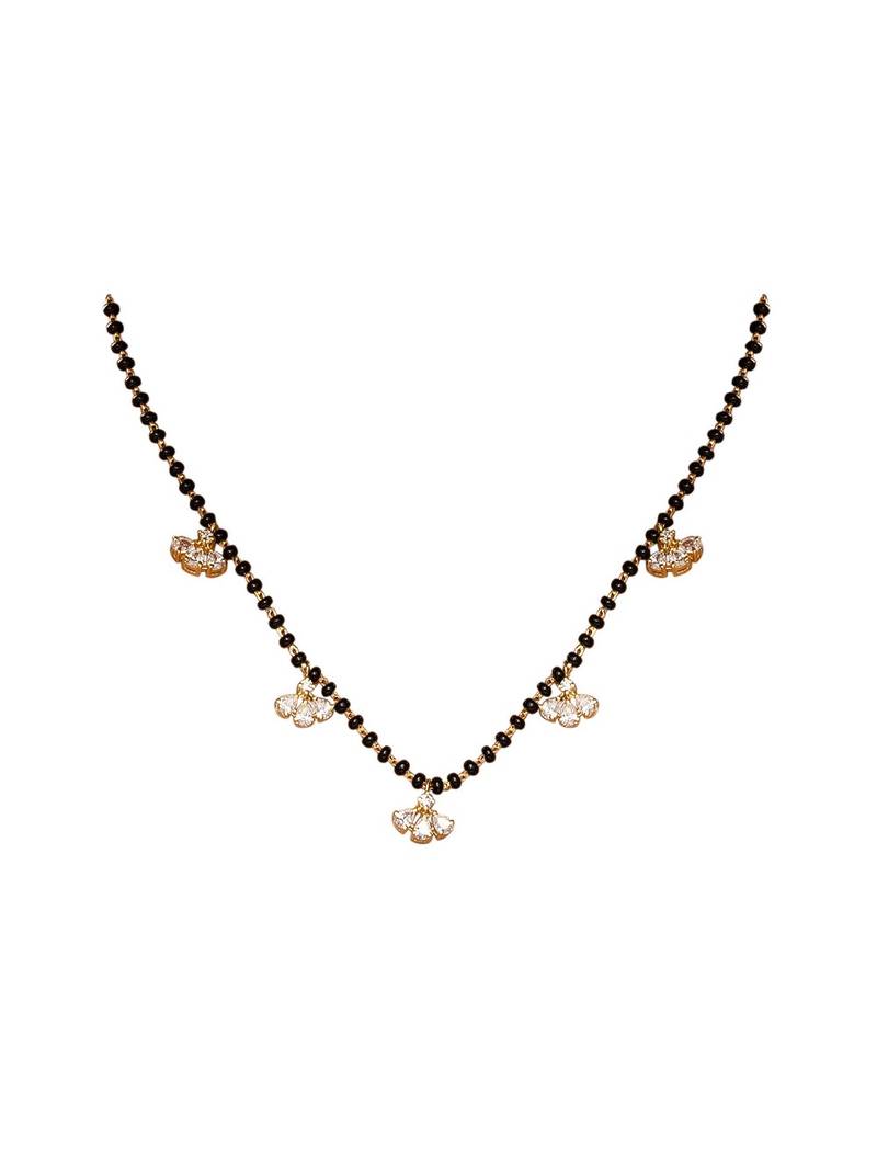 white silver mangalsutra with gold black bead pendant