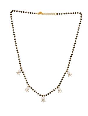 white silver mangalsutra with black bead gold locket chain 2