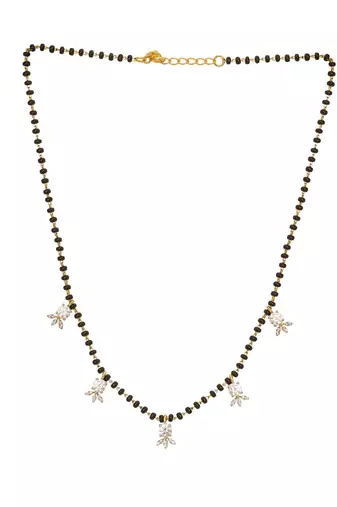 white silver mangalsutra with black bead gold locket chain