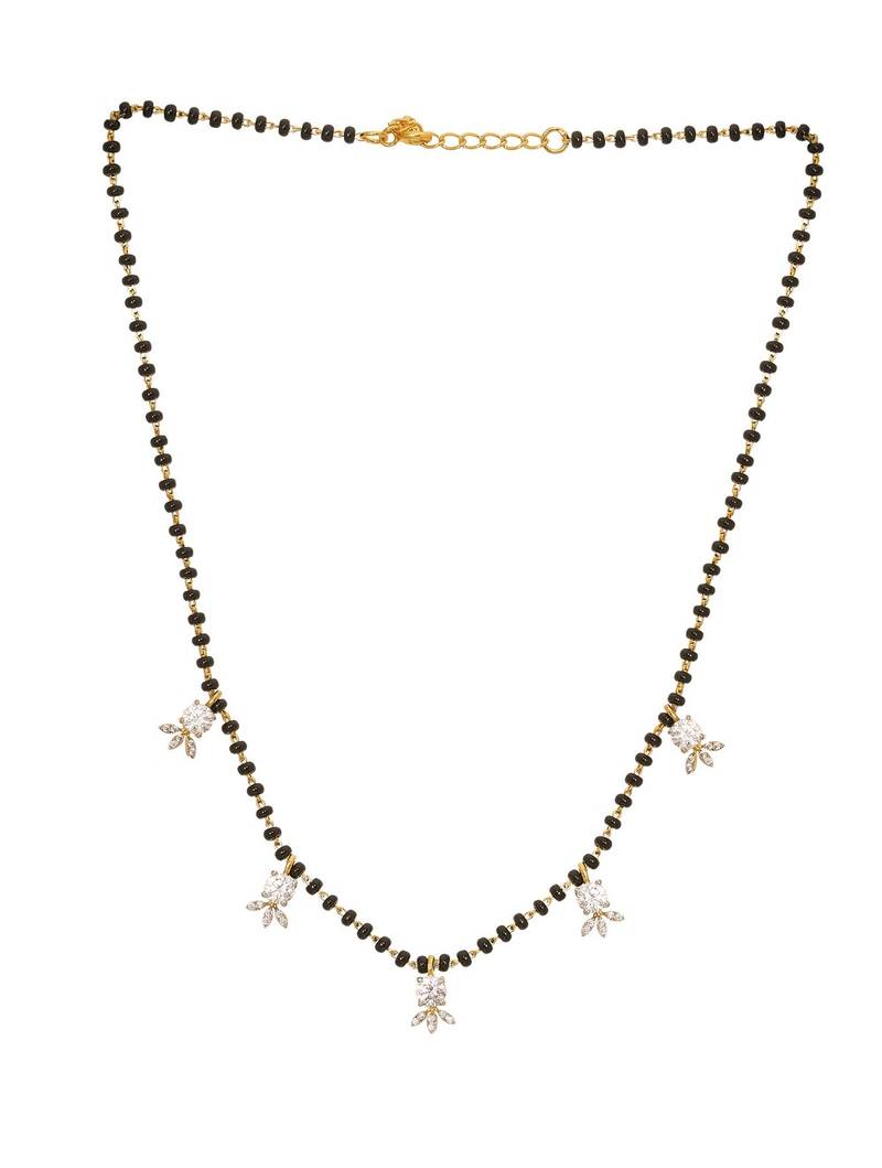 white silver mangalsutra with black bead gold locket chain