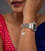 white silver watch charm with gold plated design
