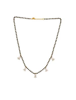 white silver mangalsutra with black bead gold locket chain 3
