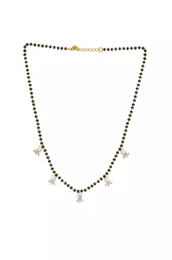 white silver mangalsutra with black bead gold locket chain