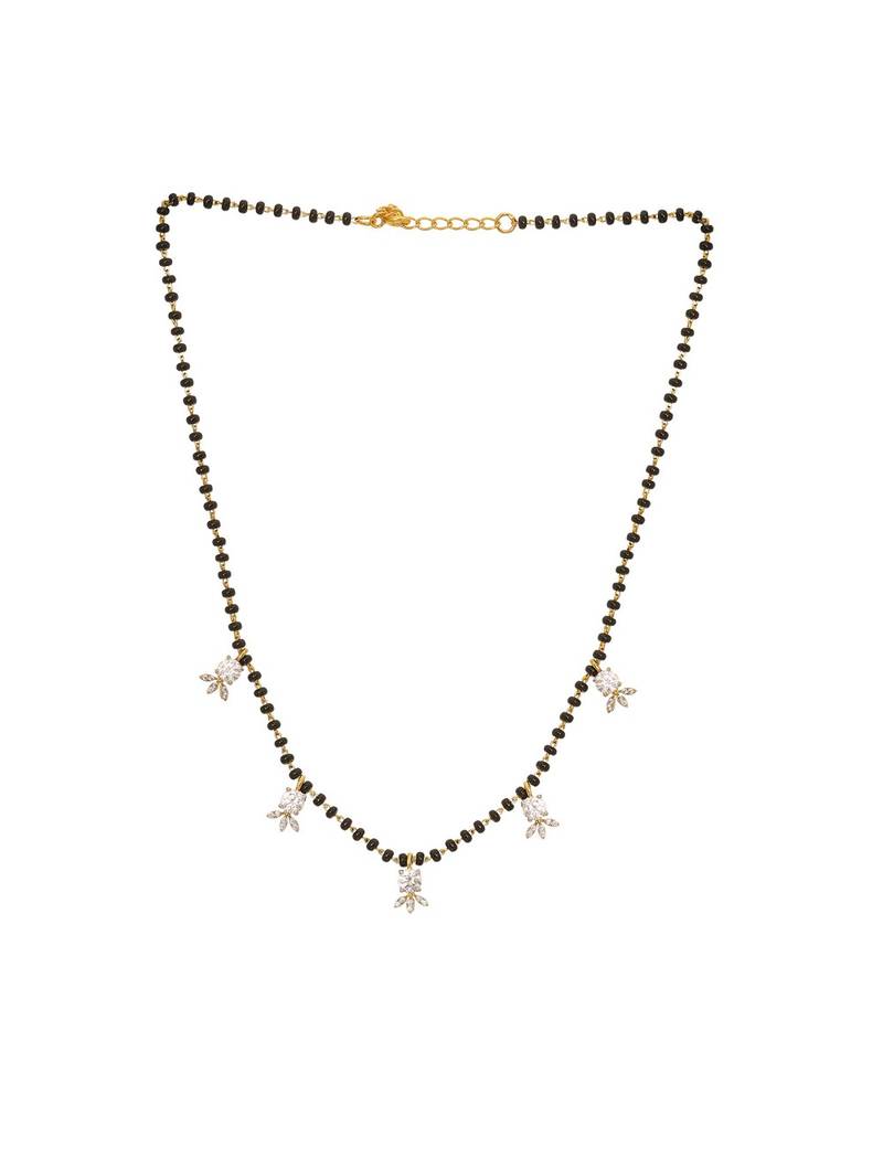 white silver mangalsutra with black bead gold locket chain