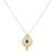 green silver pendant necklace with gold plated design