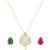 green silver pendant necklace with gold plated finish