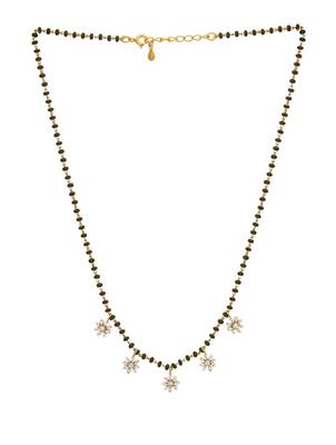 white silver mangalsutra with black bead gold chain pendant 1