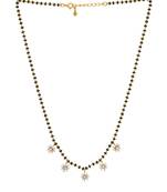 white silver mangalsutra with black bead gold chain pendant