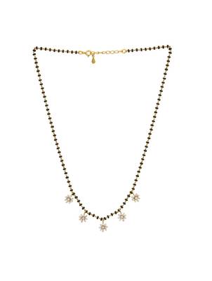 white silver mangalsutra with black bead gold chain pendant 2