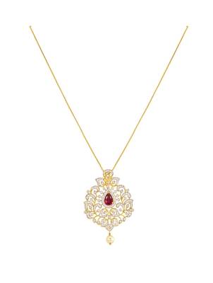 green silver pendant necklace with gold plated finish 3