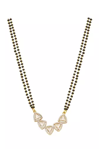 white silver mangalsutra with beaded chain gold pendant