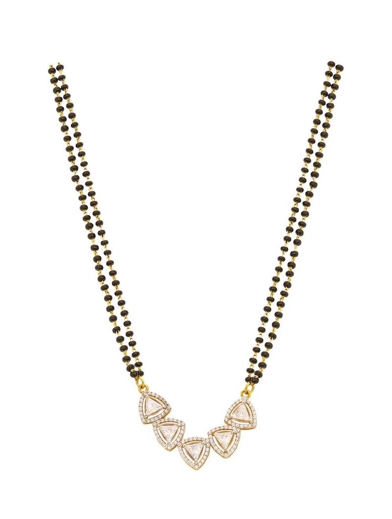 white silver mangalsutra with beaded chain gold pendant