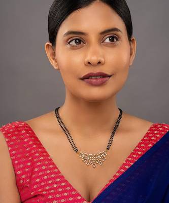 white silver mangalsutra with black bead chain work 1