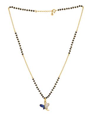 blue silver mangalsutra with gold blue stone pendant 2