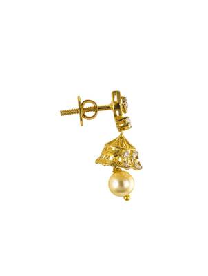 white silver jhumka earrings with gold plated detailing 2