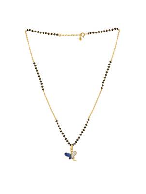 blue silver mangalsutra with gold blue stone pendant 3