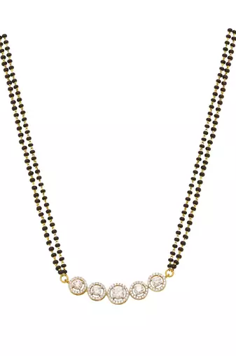 white silver mangalsutra with gold bead black chain